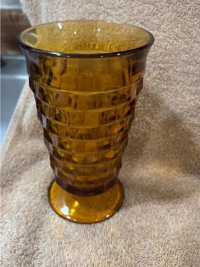 Indiana Glass Amber Textured Pedestal Vase